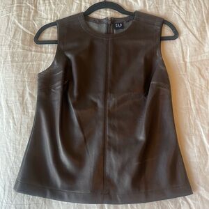 GAP Brown Leather Sleeveless Top